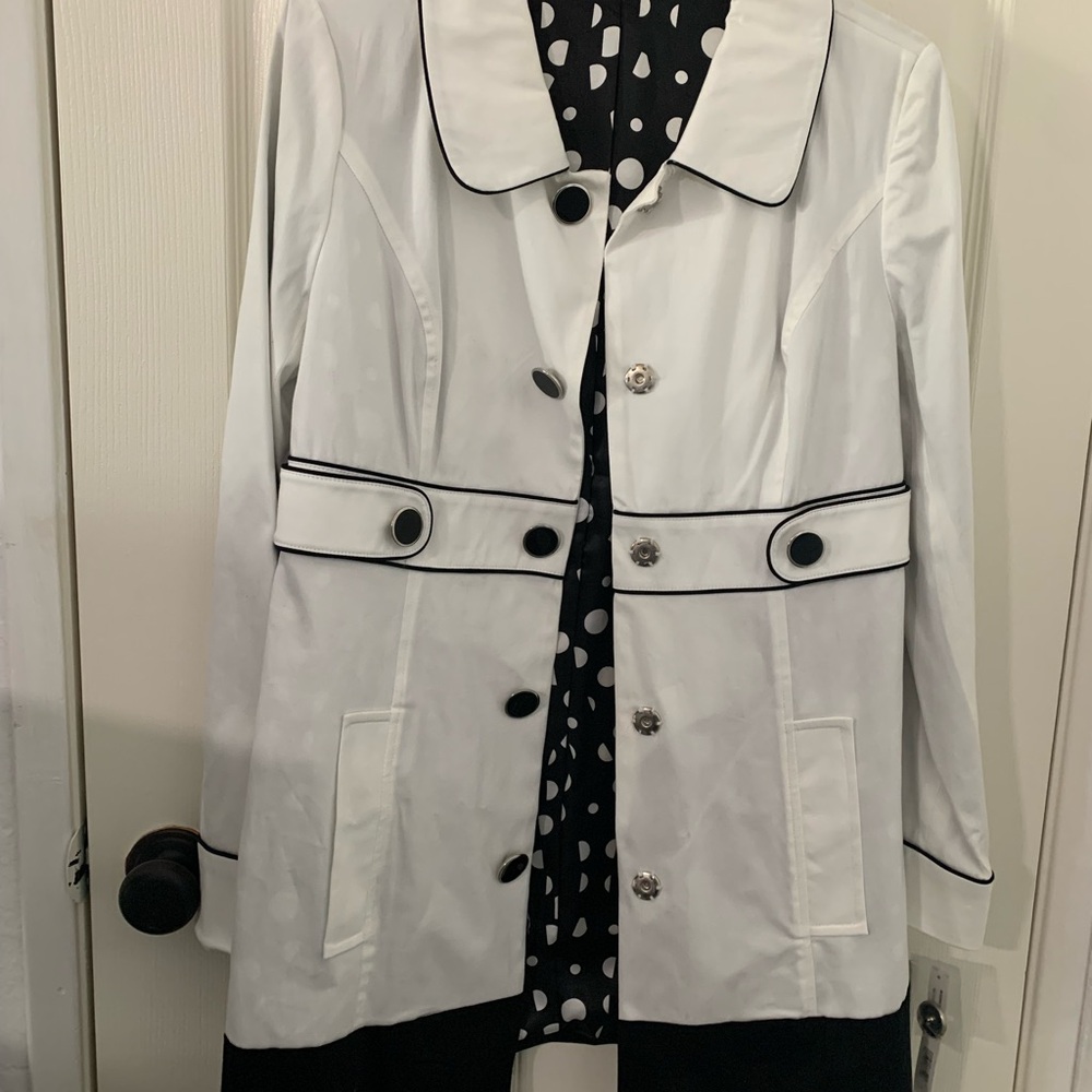 Apt.9 Misses Coat, Size: Medium, Color: White/Black with White Polka Dots